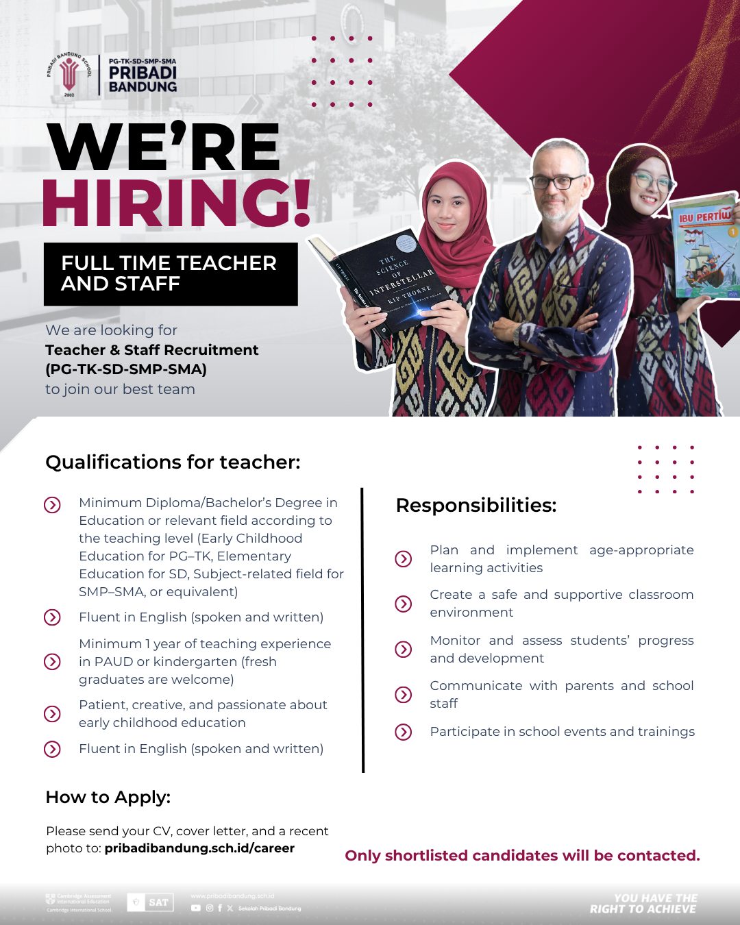 Karir & Recruitment - Pribadi Bandung School